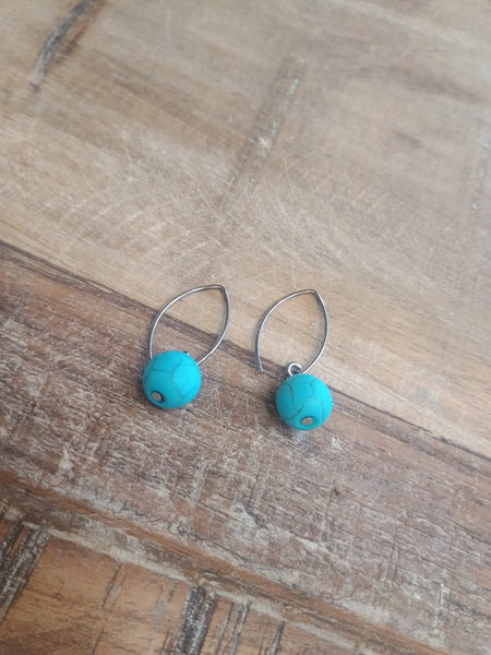 The Simple Round Turquoise Earrings