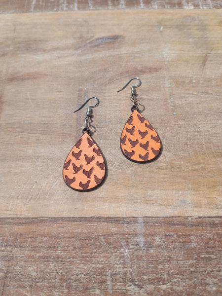 The Chicken Small Teardrop Leather Earrings