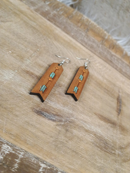 The Long Way Arrow Wood Earrings