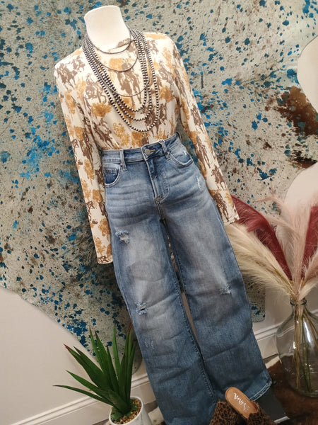 The Kayla High Rise Wide Leg Vintage Wash Jeans