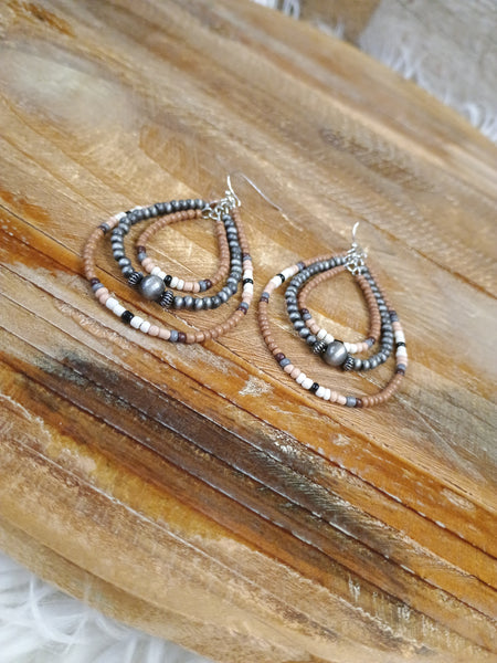 The Triple Tear Drop Brown Earrings