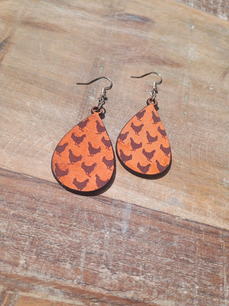 The Chicken Teardrop Leather Earrings