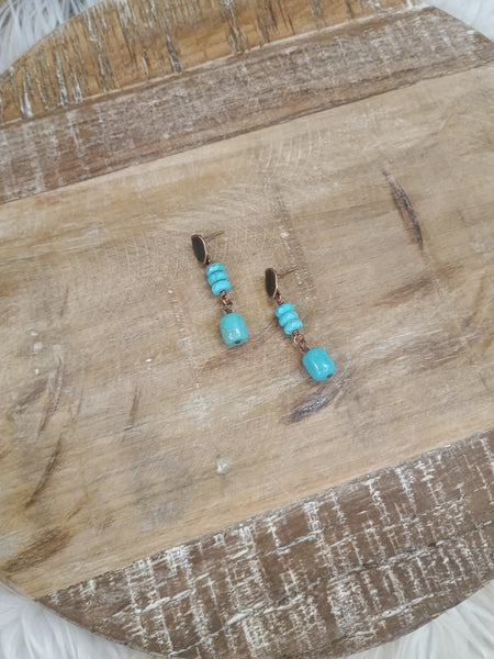 The Stacked Turquoise and Copper Earrings