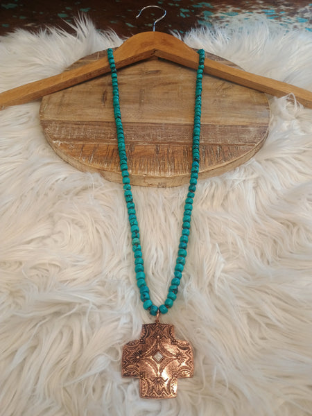 The Cross The Day Turquoise Necklace