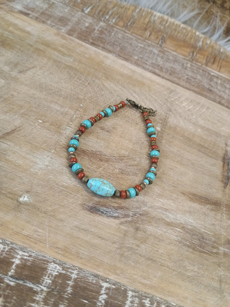 The Real Turquoise and Red Stone Bracelet