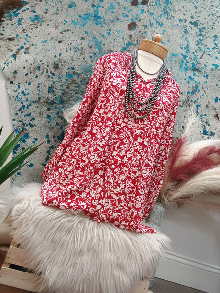The Floral Print Tie Neck Top