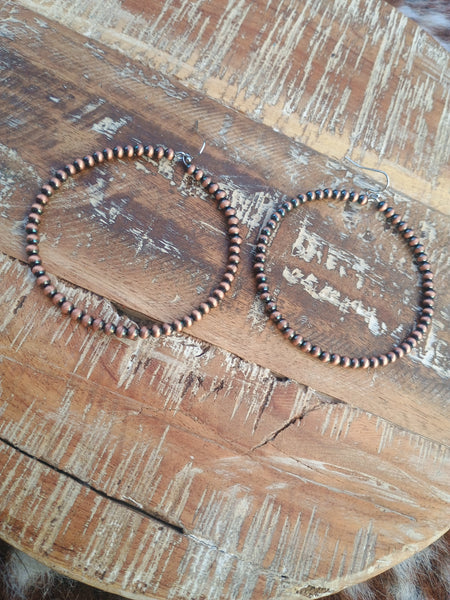 The Simple Days Faux Navajo Pearl Hoop Copper Earrings