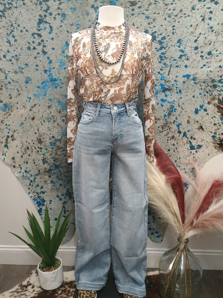 The Aztec Cowboy Mesh Long Sleeve Top
