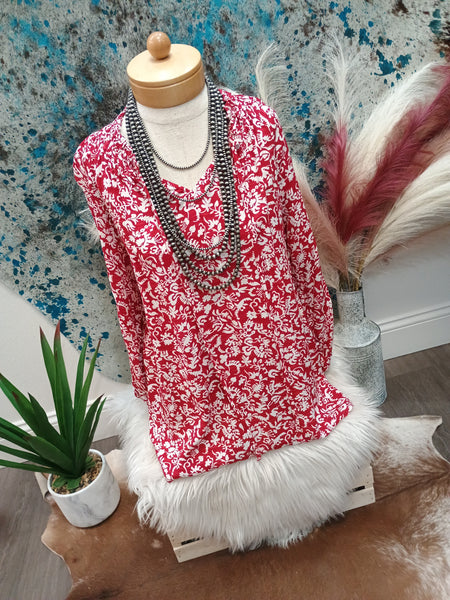 The Floral Print Tie Neck Top