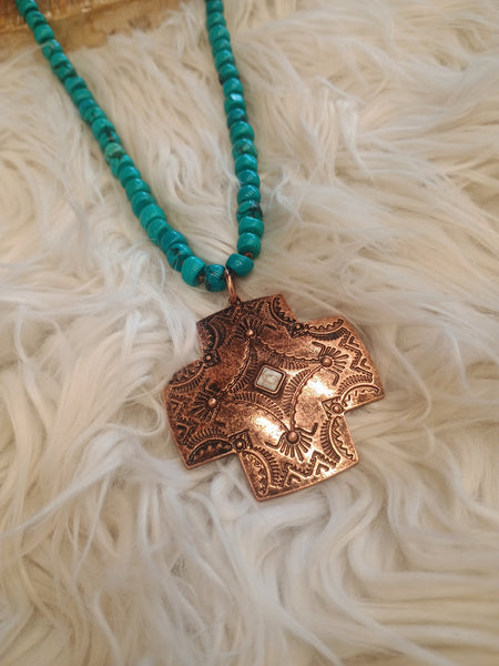 The Cross The Day Turquoise Necklace