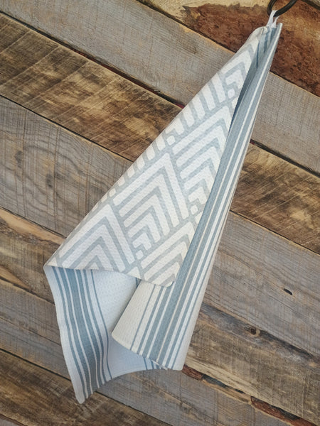 The Stripes and Triangles Sage Green Towel
