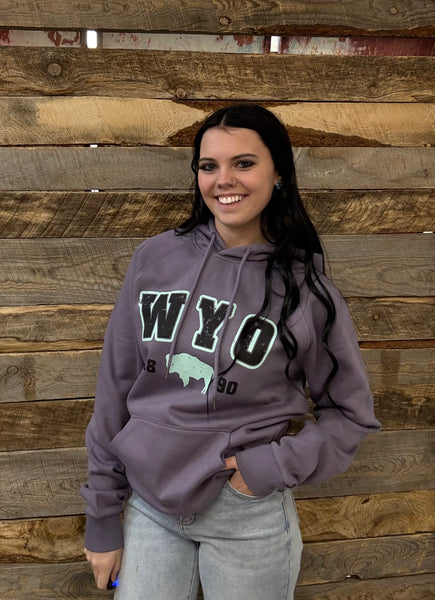 The Distressed WYO Bison Cosmic Purple Hoodie