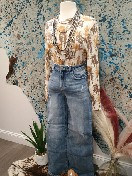 The Kayla High Rise Wide Leg Vintage Wash Jeans