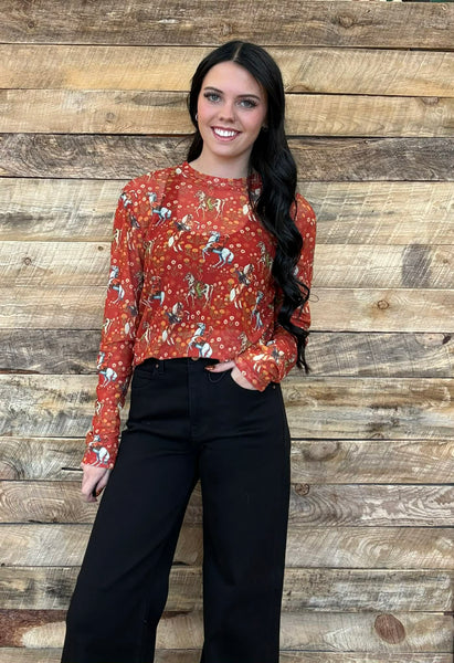 The Cowboy Red Mesh Top