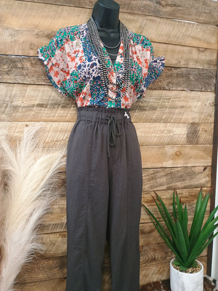 The Pretty Days Linen Dark Grey Pants