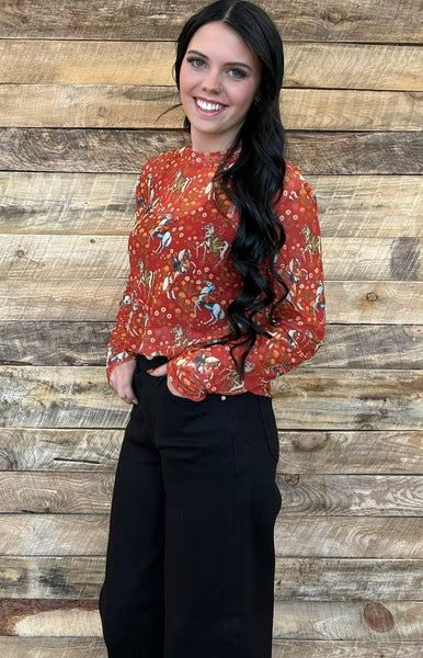 The Cowboy Red Mesh Top