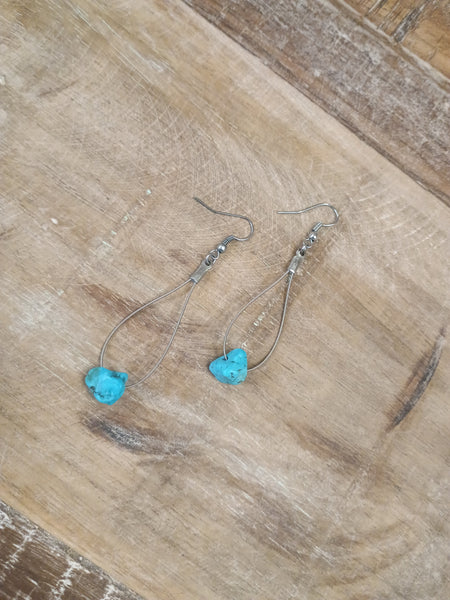 The Single Stone Turquoise Teardrop Earrings