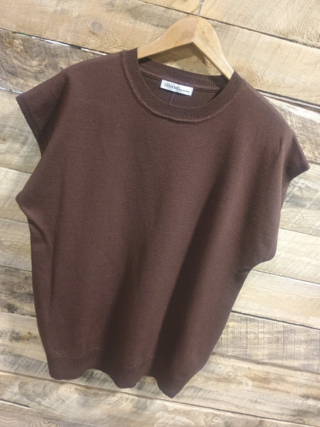 The Talk To Them Brown Sweater Tank Top