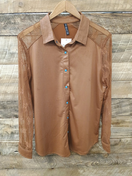 The Button Rust Down Top Cardigan