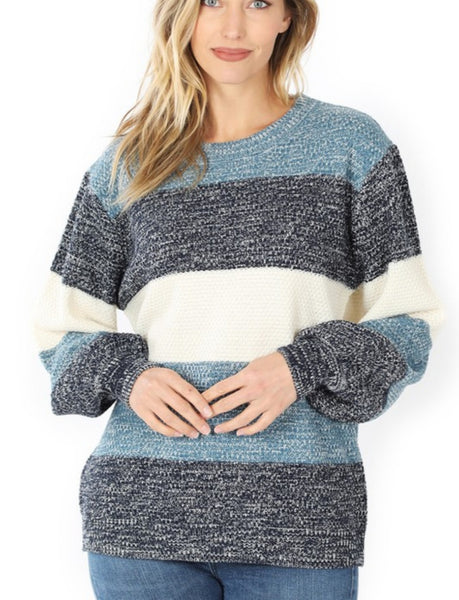 The Blue Color Block Sweater