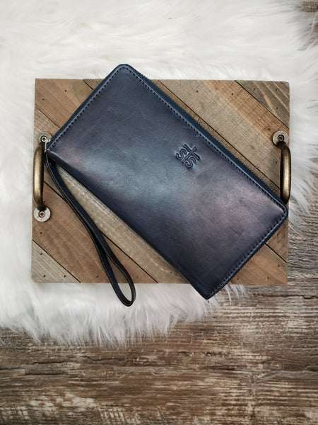 The Here And Then Blue Denim Leather Wallet