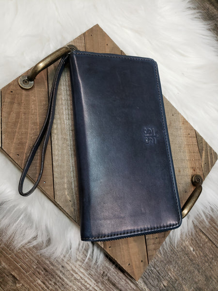 The Here And Then Blue Denim Leather Wallet
