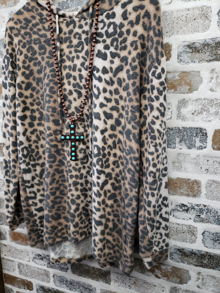 The Leopard Fleece Hoodie Sweatshirt