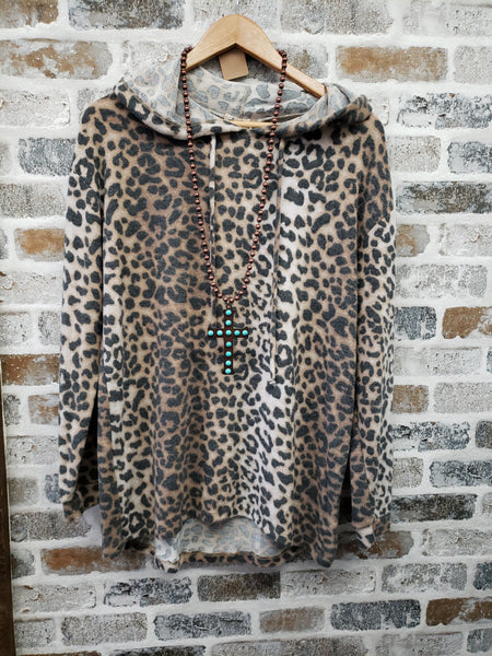 The Leopard Fleece Hoodie Sweatshirt