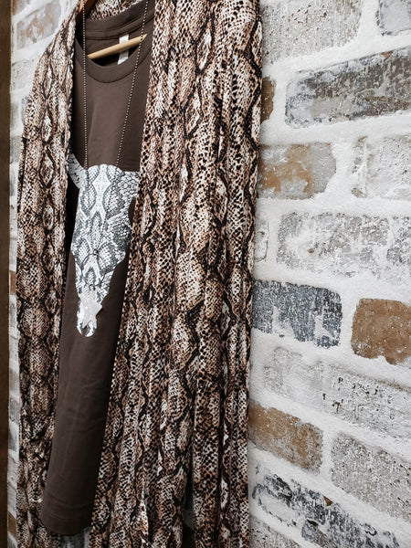 The Tuesday Brown Snake Print Cardigan