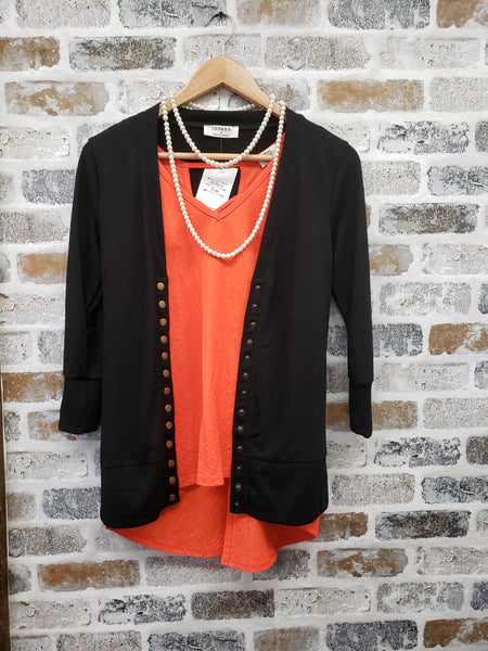Come This Way Black Snap Cardigan