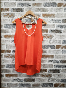 The Rust Orange Cross Ways Tank Top
