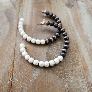The Round Shot Bone And Copper Earrings
