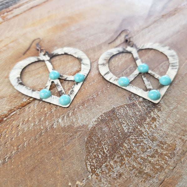 The Hearts and Peace Turquoise Earrings