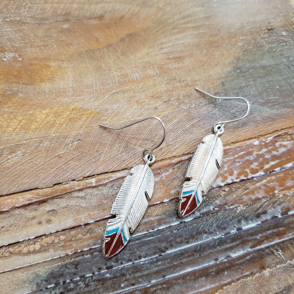 The Tipped Feather Red Earrrings