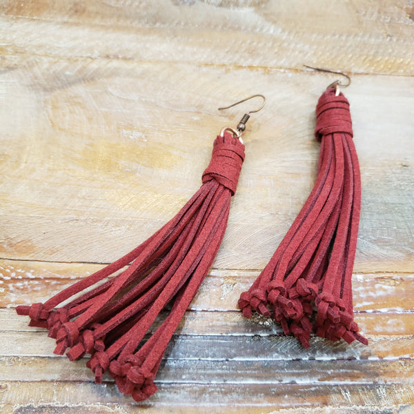 The Middle Red Fringe Earrings