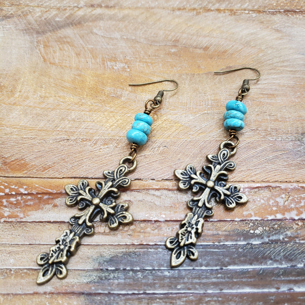 The Whole Way Turquoise Earrings