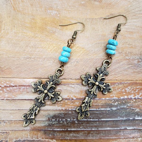The Whole Way Turquoise Earrings
