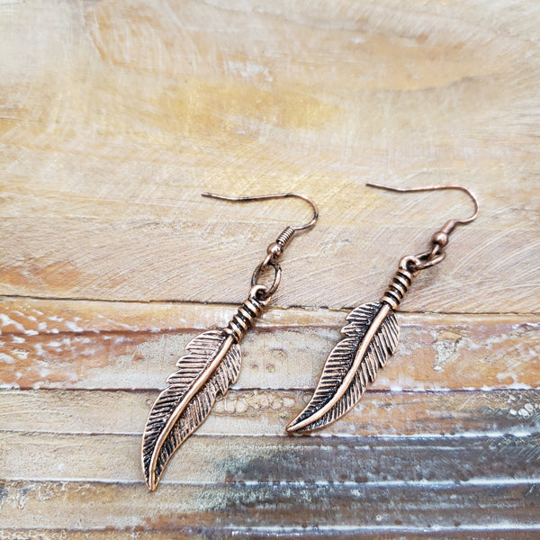 The Feather Copper Earrings