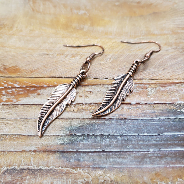 The Feather Copper Earrings