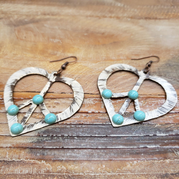 The Hearts and Peace Turquoise Earrings