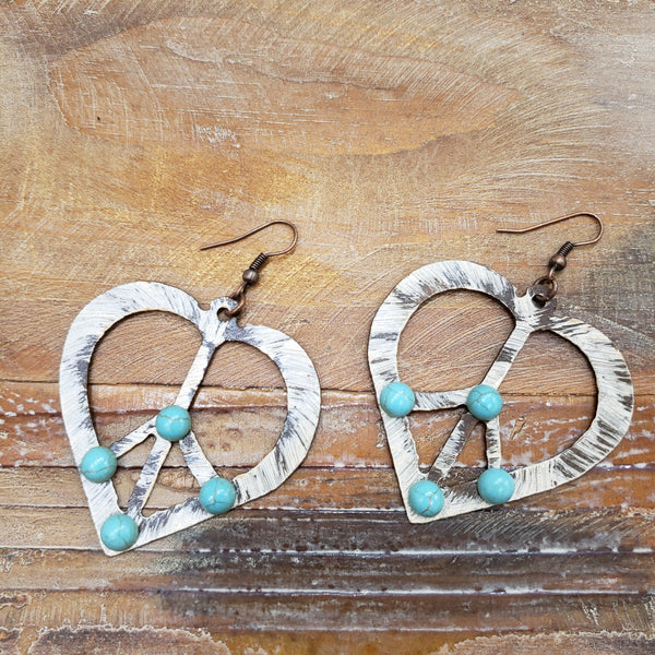 The Hearts and Peace Turquoise Earrings