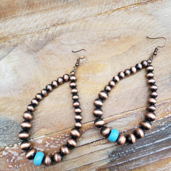 The Tear Drop Copper And Turquoise Earrings