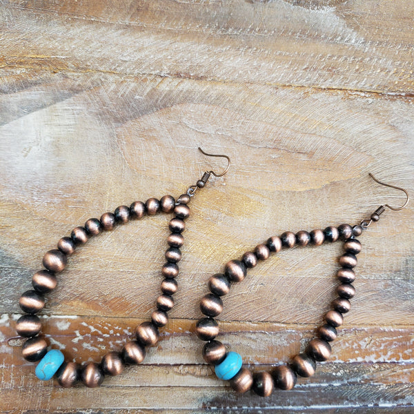 The Tear Drop Copper And Turquoise Earrings