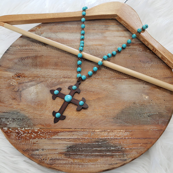 The Turquoise Copper Cross Turquoise Necklace