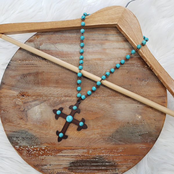 The Turquoise Copper Cross Turquoise Necklace