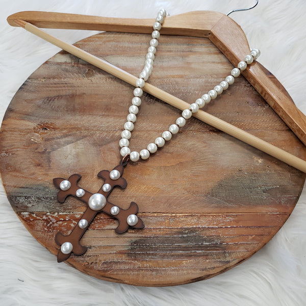 The Pearl Cross Knot Necklace