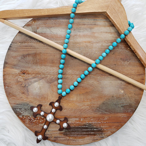 The Turquoise Cross Knot Necklace