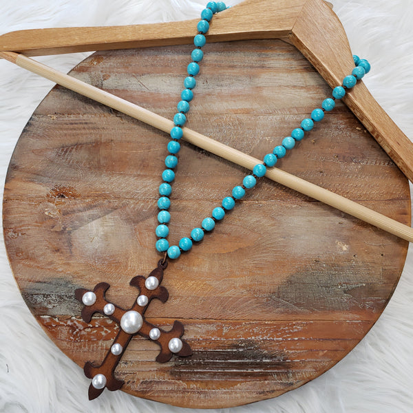 The Turquoise Cross Knot Necklace