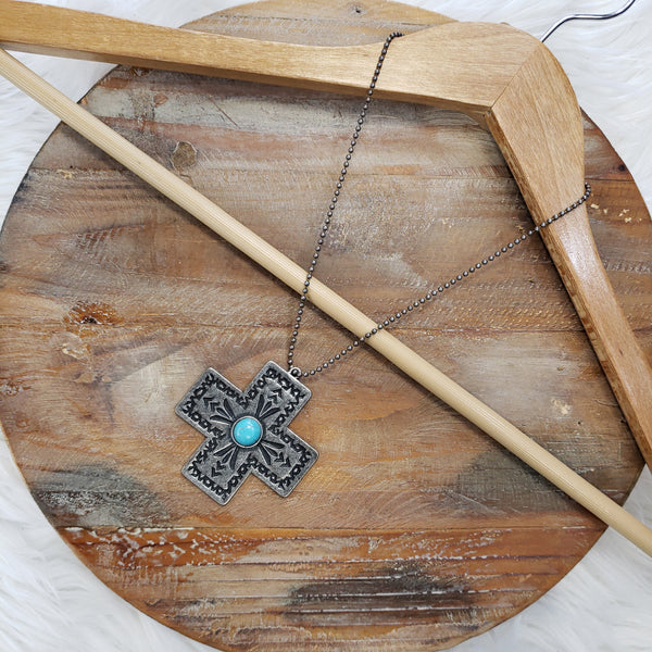 The Silver Cross Turquoise Necklace