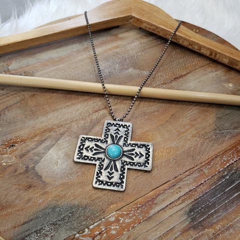 The Silver Cross Turquoise Necklace